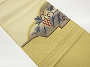 手織り紬横段・葡萄模様織出し名古屋帯